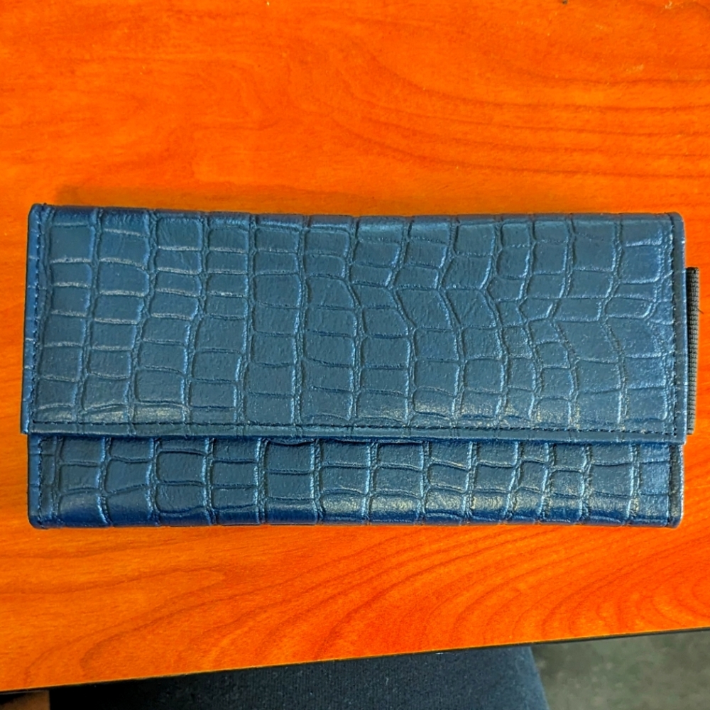 Passage blue croc genuine leather wallet